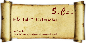 Sáhó Csinszka névjegykártya
